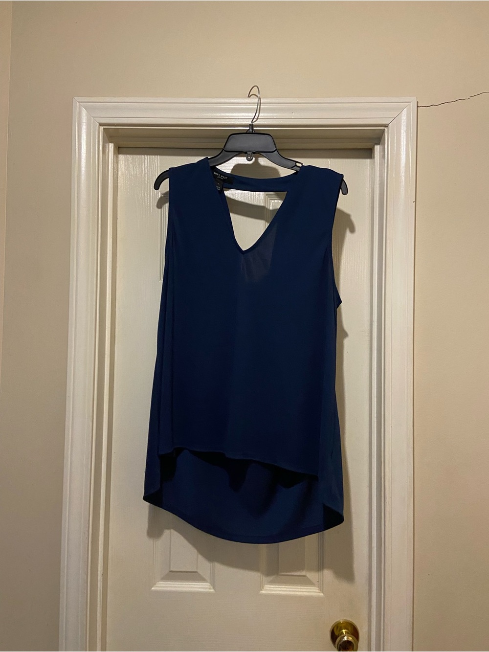 Nine West Navy Sleeveless V-Neck Layered Hem Camisole